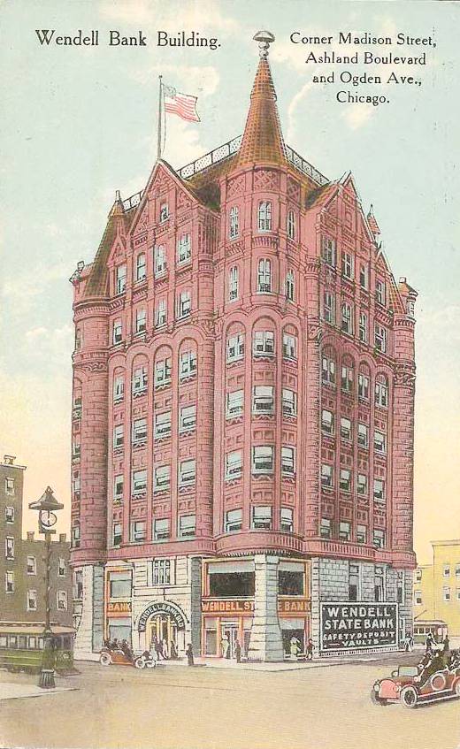 Postcard featuring the Wendell State Bank, c.1912 (Chuckman Chicago Nostalgia)